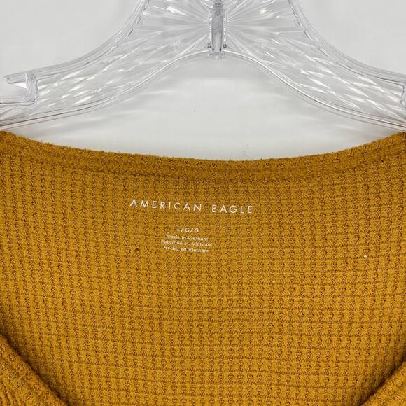 American Eagle Long Sleeve Waffle Knit Top Size Large - Picture 5 of 6